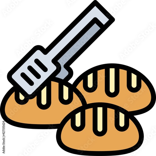 Tong and Bread icon, Bakery and baking related vector