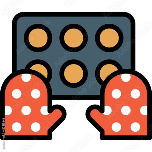 Oven glove icon, Bakery and baking related vector