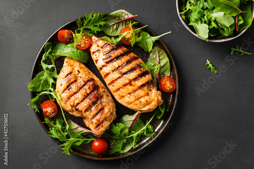 Grilled chicken breast and salad