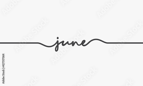 june handwritten word vector design on white background.
