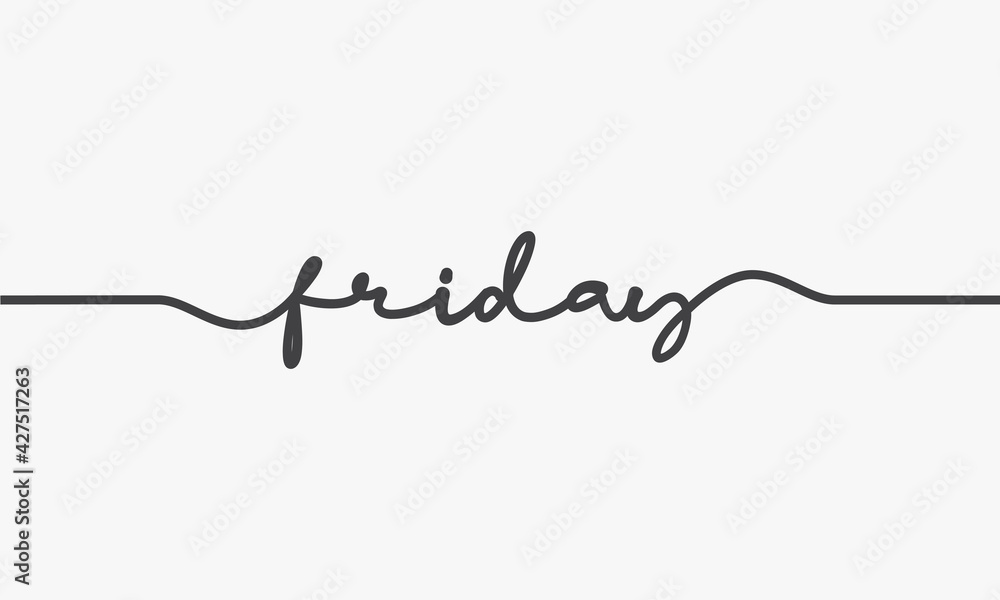 friday handwritten word vector on white background. friday handwritten word vector on white background.