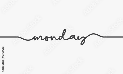 Monday handwritten word vector on white background.