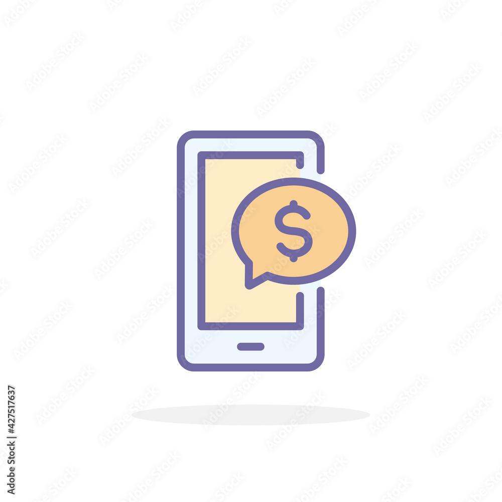 Mobile payment icon in filled outline style. Mobile payment icon in filled outline style.