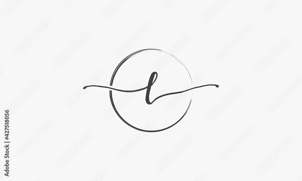 Fototapeta premium L handwritten logo with circle paint brush design vector.
