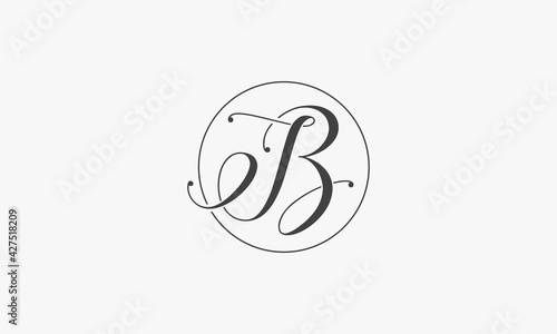 elegant logo letter B handwriting with circle line on white background.