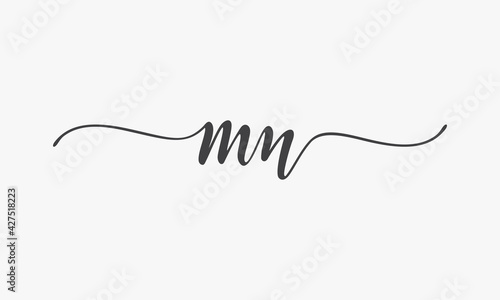 M N letter logo handwritten. isolated on wite background.