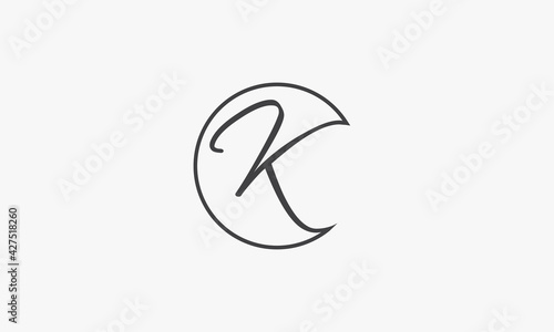 half circle line letter K logo.