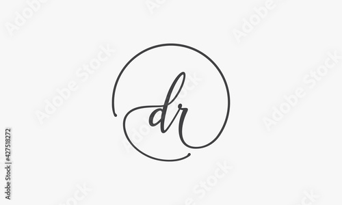 DR lowercase letter logo. circle line handwriting design concept. photo