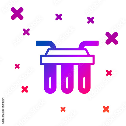 Color Water filter icon isolated on white background. System for filtration of water. Reverse osmosis system. Gradient random dynamic shapes. Vector