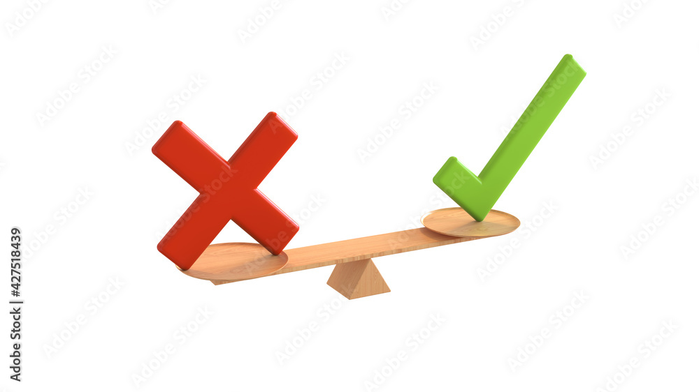 Balance concept. Choice Yes or No Balance concept. Choice Yes or No