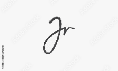 Jr brush script letter logo design vector.