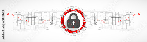 Personal data security Illustrates cyber data or information privacy idea. Color abstract  internet technology.