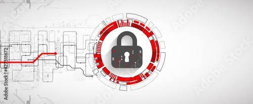Personal data security Illustrates cyber data or information privacy idea. Color abstract  internet technology.