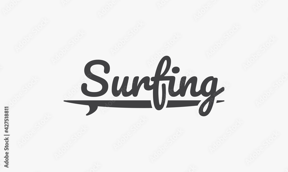 surfing text with surfboard design vector illustration. surfing text with surfboard design vector illustration.