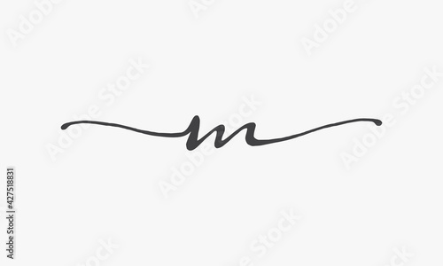 M initial logo handwritten style on white background.