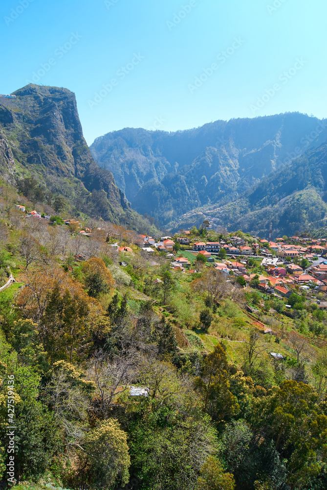 viewpoint nun's valley village in Madeira Island - Curral das Freiras, rural area in the mountains
