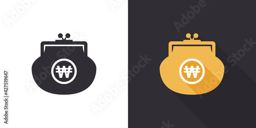 Korean won wallet icon. Purse icon. Wallet icon design template. Vector illustration