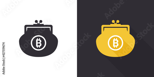 Bitcoin wallet icon. Purse icon. Wallet icon design template. Vector illustration