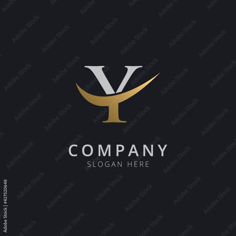 Initial letter Y with luxury gold swoosh logo template Stock Vector ...