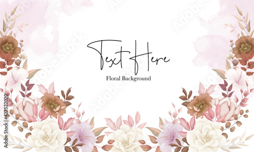 beautiful boho floral background with brown flower