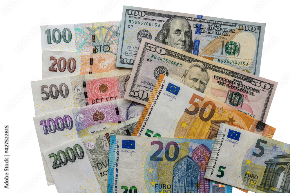 Banknotes of different countries background, top view Banknotes of different countries background, top view