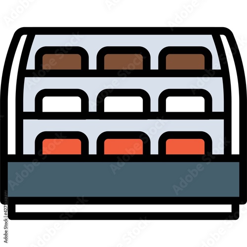 Cake  Display Case icon, Bakery and baking related vector