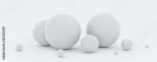 Fototapeta Naklejka Na Ścianę i Meble -  White sphere balls minimalistic timeless design background wallpaper 3d render illustration