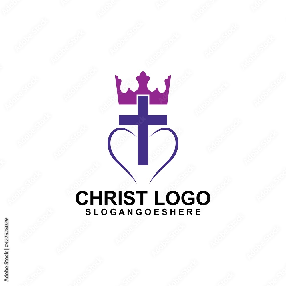 Church with crown logo template design vector illustration Church with crown logo template design vector illustration