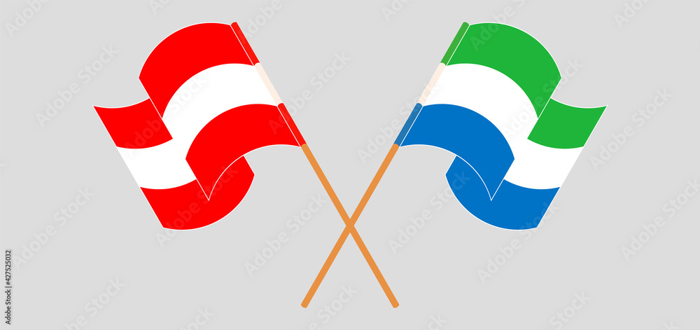 Crossed and waving flags of Austria and Sierra Leone Crossed and waving flags of Austria and Sierra Leone