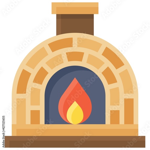 Masonry oven icon, Bakery and baking related vector