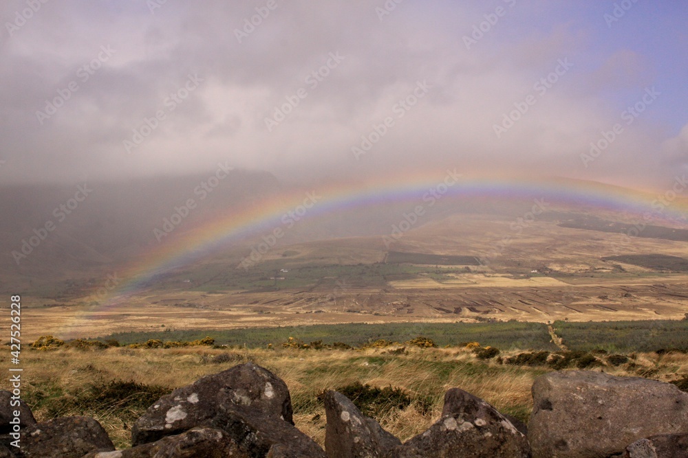 Misty Rainbow over Irish countryside