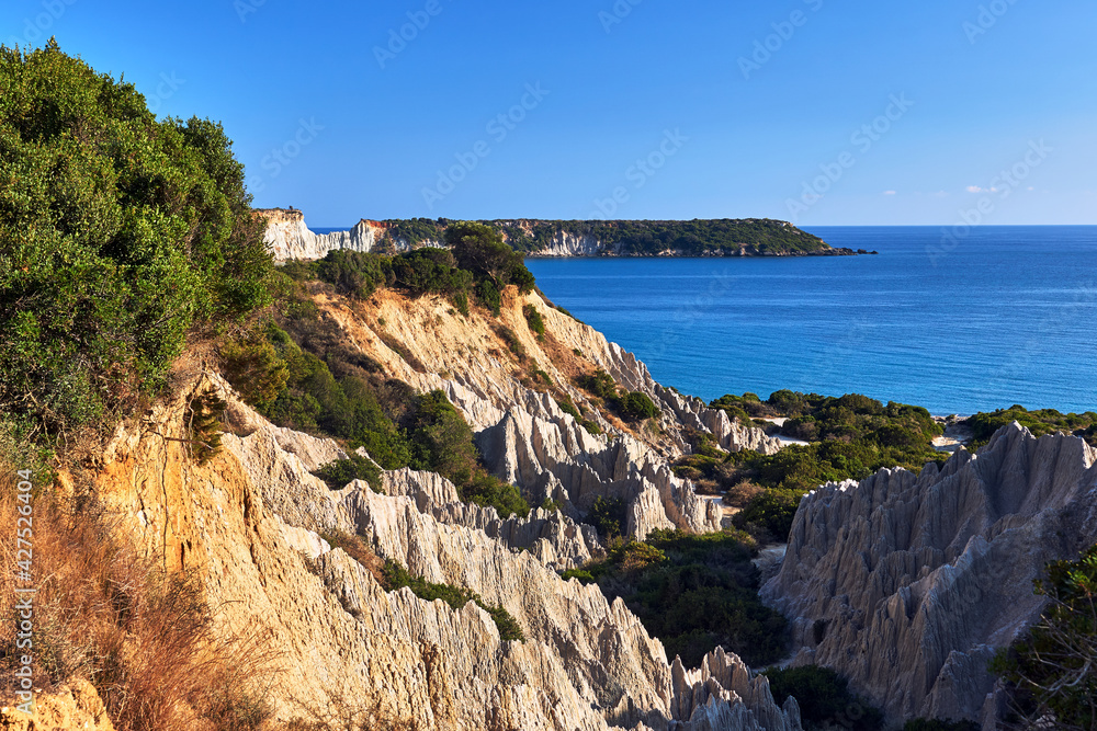 Rocky cliff at Gerakas beach on Zakynthos island