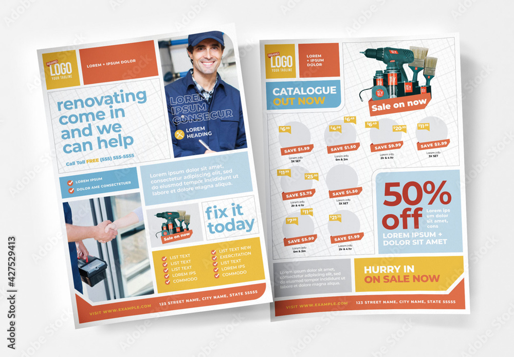 Diy Tool Supply Flyer Layouts Stock Template Adobe Stock