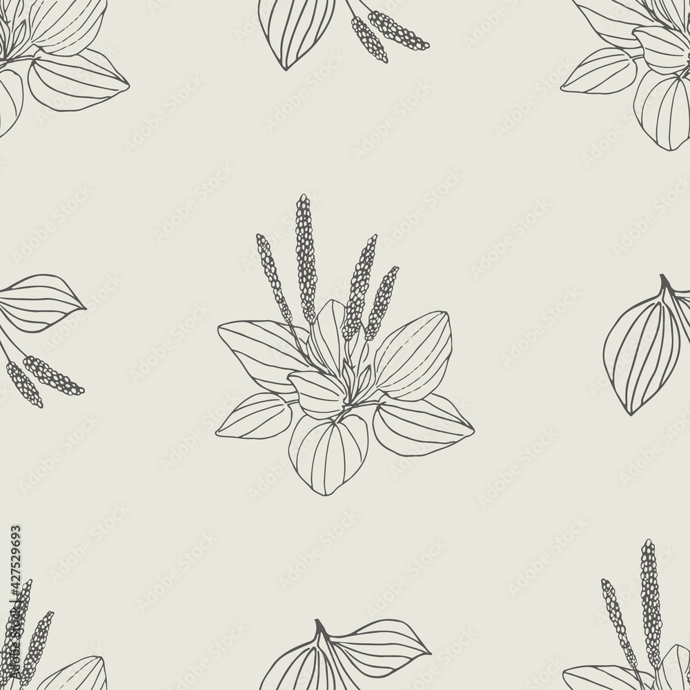 vector graphic seamless pattern with plantain plant
