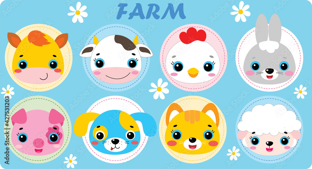 Fototapeta premium Farm set baby animal 