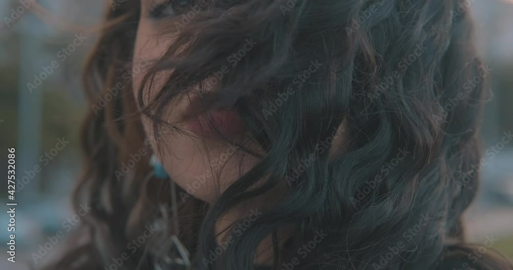 Portrait of sexy, beauty young girl in outside. Close up face shot, long wavy hair and feminine, positive concept. Portrait of sexy, beauty young girl in outside. Close up face shot, long wavy hair and feminine, positive concept.
