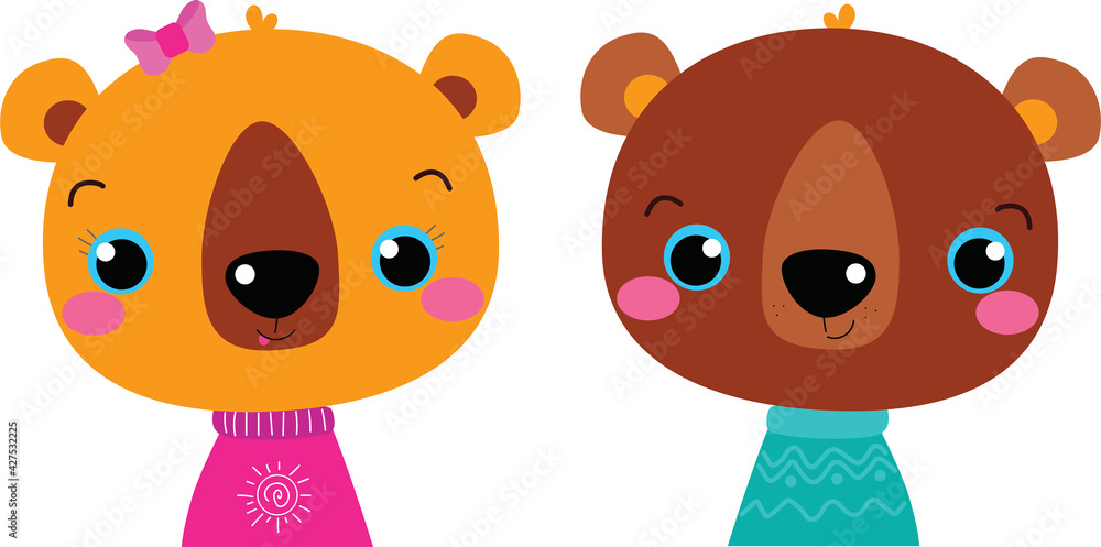 Fototapeta premium Bear boy and girl