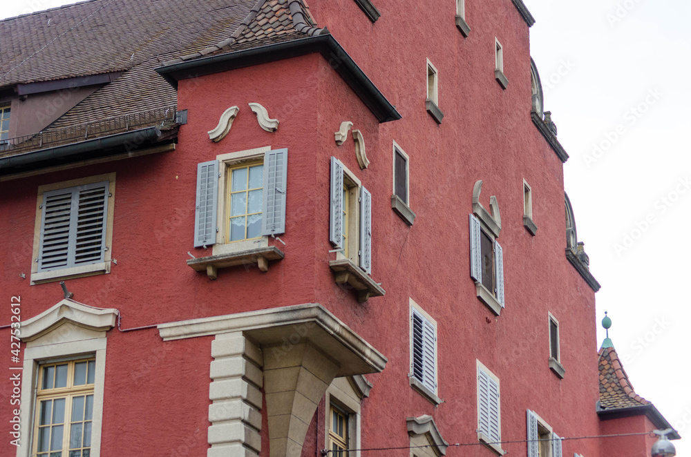 Rote Fassade, Altstadt, Aarau, Schweiz