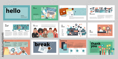 Business presentation templates. Flat vector illustration