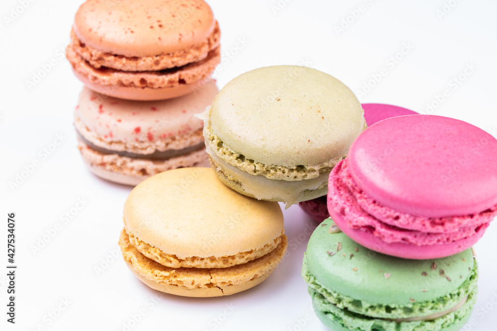 Macarons, fruit collection isolated on white background. Macarons, fruit collection isolated on white background.