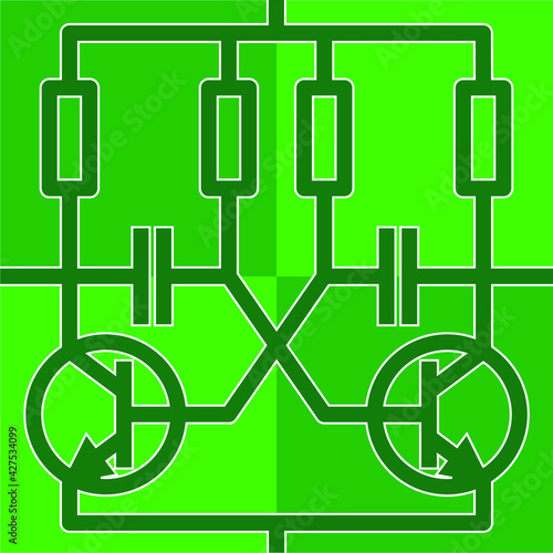 Seamless pattern of transistor multivibrator, an electronic circuit used to implement relaxation oscillators, timers and flip-flops