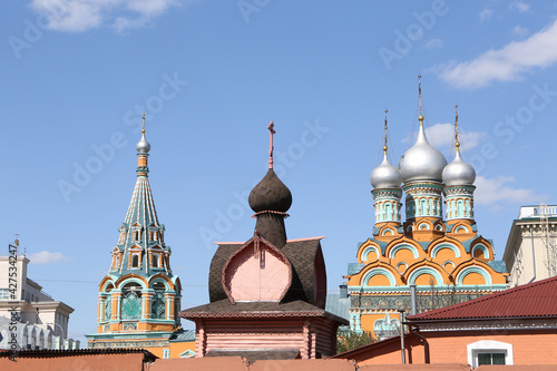 Saint Gregory of Neocaesarea's Church at Derbitsy in Moscow city, Russia. Moscow architectural landmark, monument, sightseeing. Ancient russian religious architecture photo