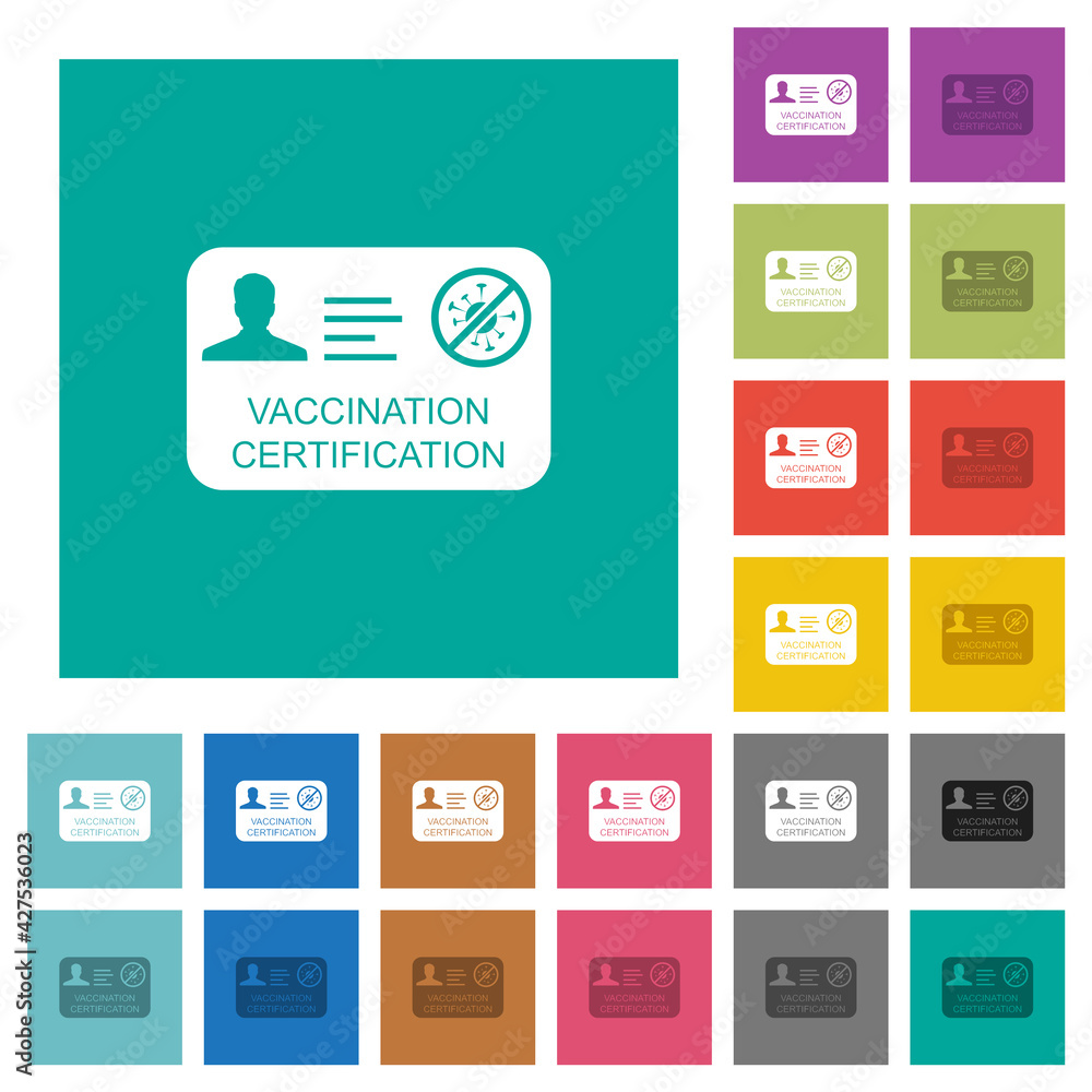 Vaccination certification square flat multi colored icons Vaccination certification square flat multi colored icons