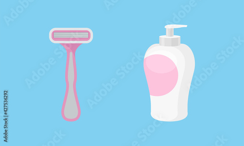 Menstruation or Period with Female Soap and Shaving Stick Vector Set