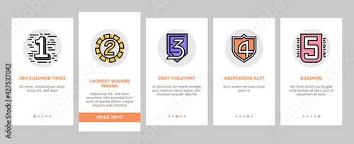 Numbers Numeral Title Onboarding Mobile App Page Screen Vector. One Two Three Four Five Six Seven Eight Nine Zero Numbers Different Style, Numerical Illustrations