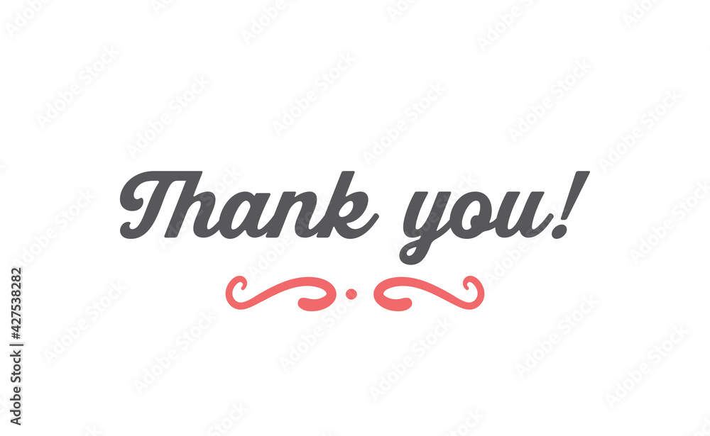 Thank you lettering. Greeting card text design in calligraphic style font.
