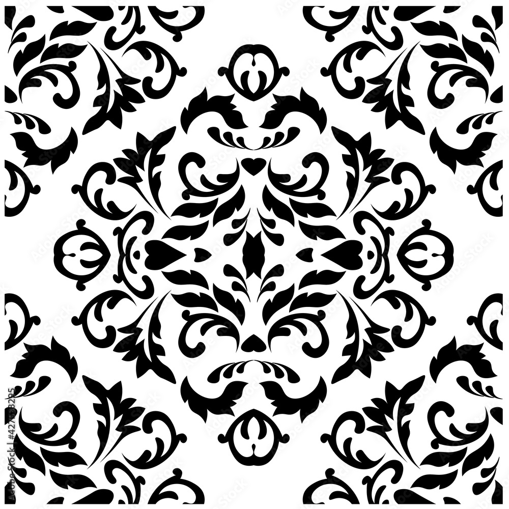 Damask pattern in vintage style. Texture backdrop. Seamless floral pattern. Fabric print texture.
