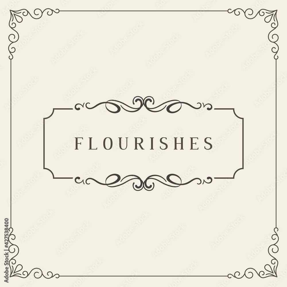 Vintage Banner. Flourishes frame. Ornamental greeting card template