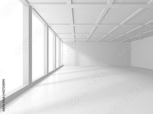 Fototapeta Naklejka Na Ścianę i Meble -  Illuminated corridor interior design. Empty Room Interior Background