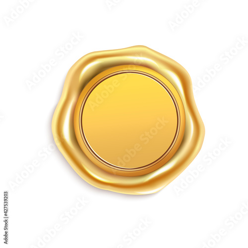 Gold quality guarantee stamp.Vector illustration of the wax luxury seal.